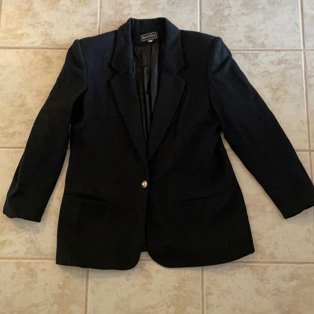 Vintage black blazer with gold button detail.
